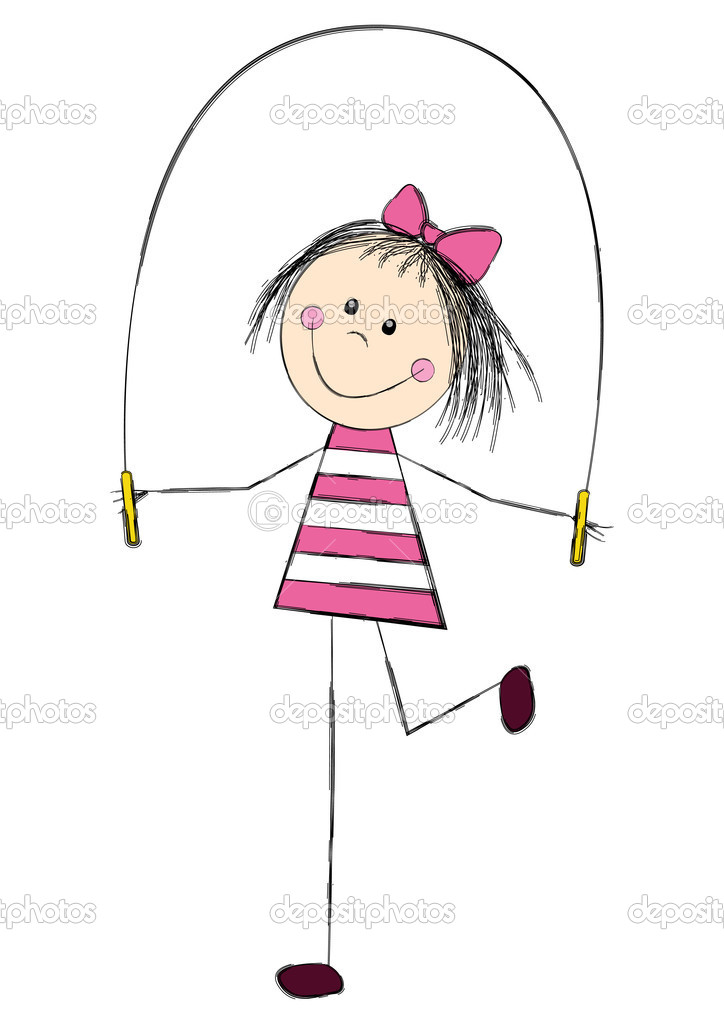 Cute little girl with skipping rope — Stock Vector © Huhli13 #43301743
