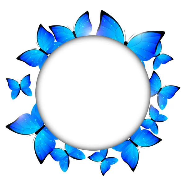 Blue butterflies frame — Stock Vector