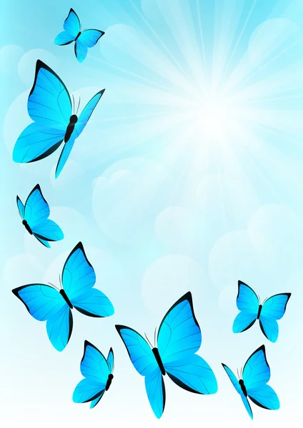 Blue butterflies — Stock Vector