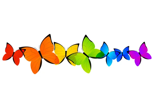 Rainbow butterflies border — Stock Vector