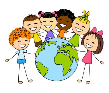 sevimli küçük dünya gezegen ile çocukların