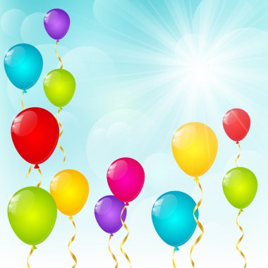 güneşli arka plan üzerinde renkli balonlar