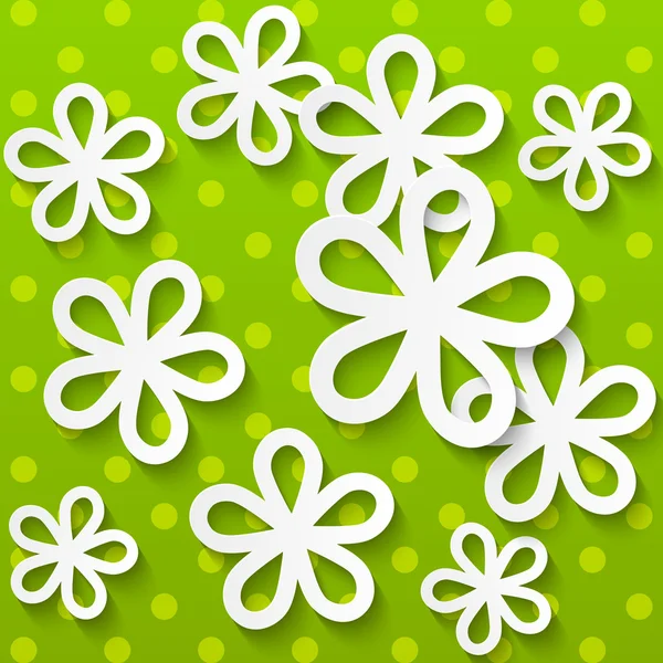 Papier bloemen op groene achtergrond — Stockvector