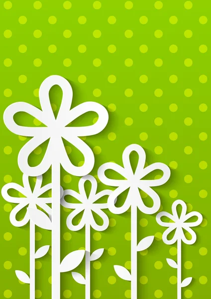 绿色背景纸鲜花 — 图库矢量图片