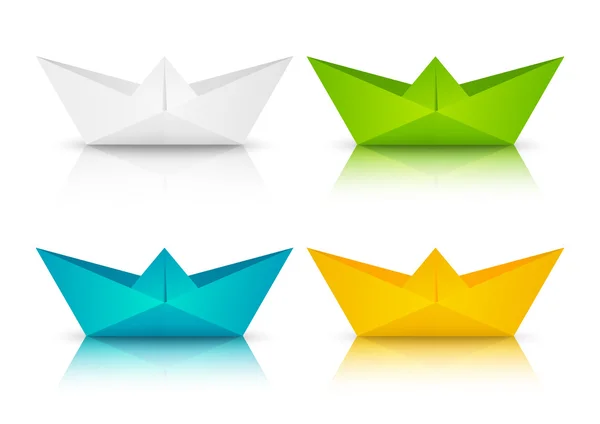Set di barche di carta a colori — Vettoriale Stock