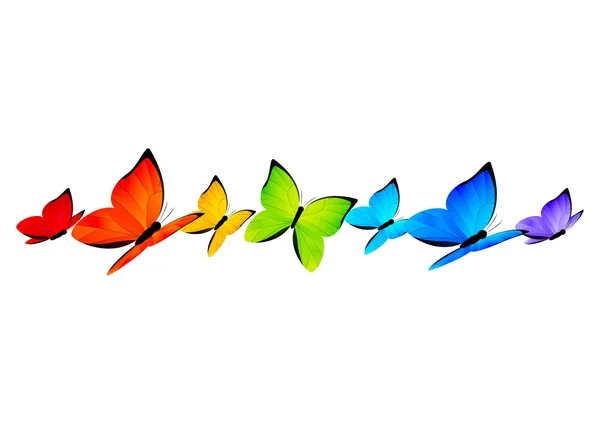 Szivárvány pillangók határ a design — Stock Vector