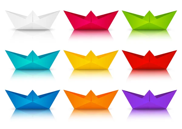 Zestaw kolorów papieru łodzie — Wektor stockowy
