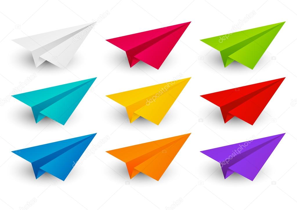 Set of color paper airplanes