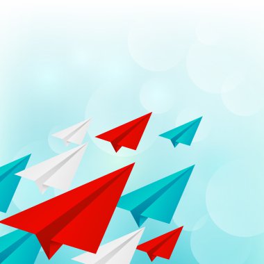 Mavi gökyüzü arka plan üzerinde kağıt uçak