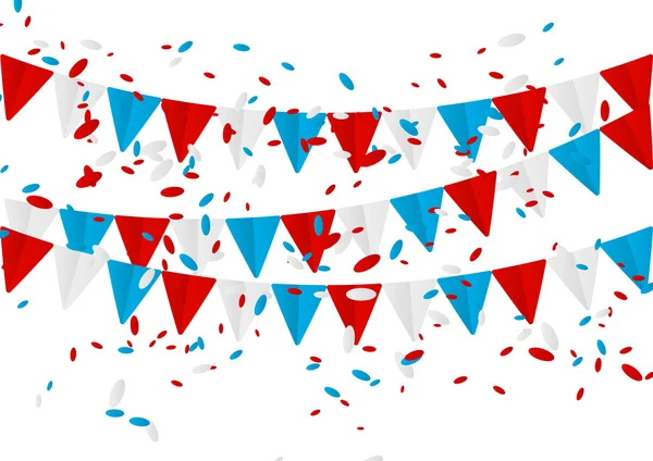 Independence Day flags with confetti — Stock Vector