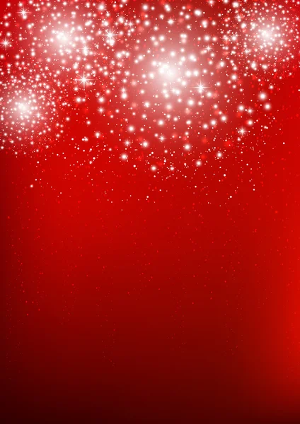 Starry fireworks on red background — Stock Vector