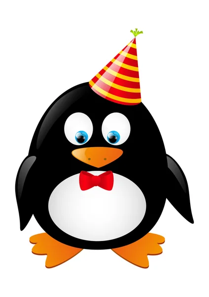 Schattig pinguïn met feest hoed — Stockvector