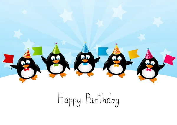 Pingouins drôles avec des drapeaux de couleur — Image vectorielle