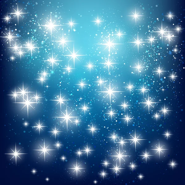 Estrellas brillantes sobre fondo azul — Vector de stock