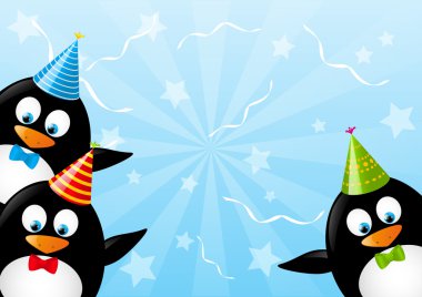 doğum günü kartı ile komik penguen