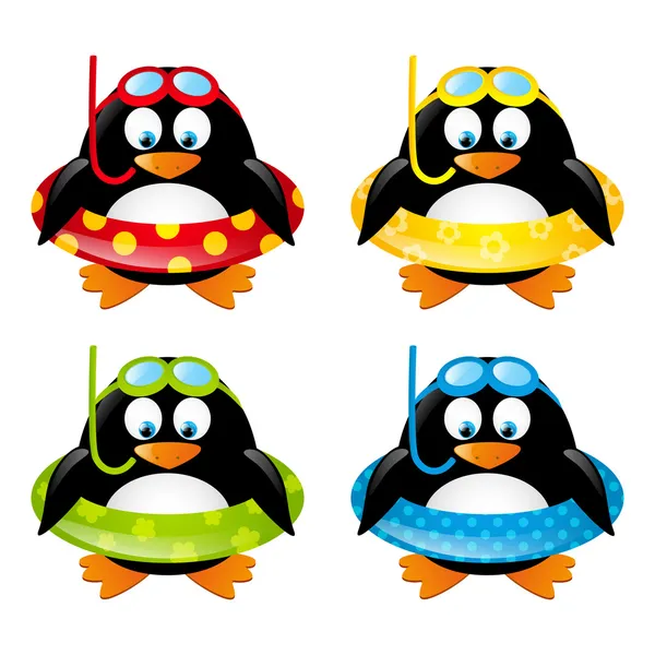 Pinguins nadadores engraçados —  Vetores de Stock