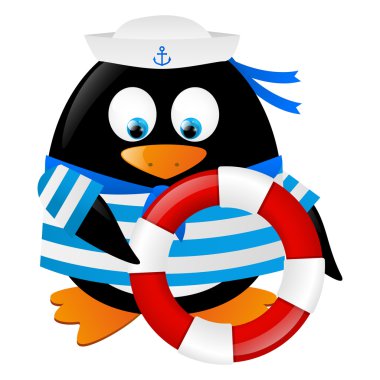 Penguen denizci ile lifebuoy