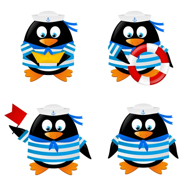 Penguins sailors — Stock Vector