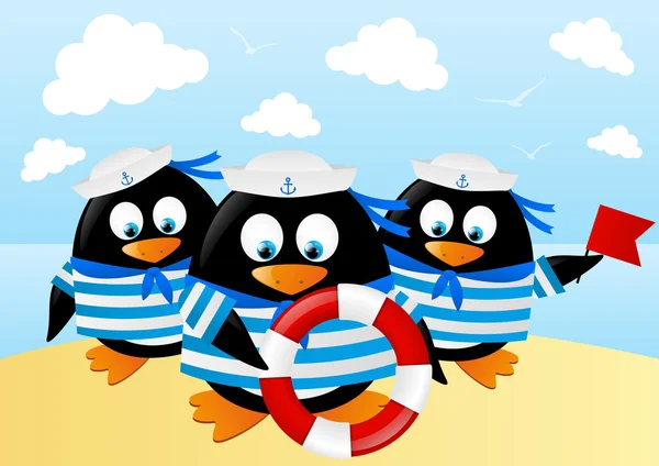 Pinguins bonitos no fundo do mar — Vetor de Stock