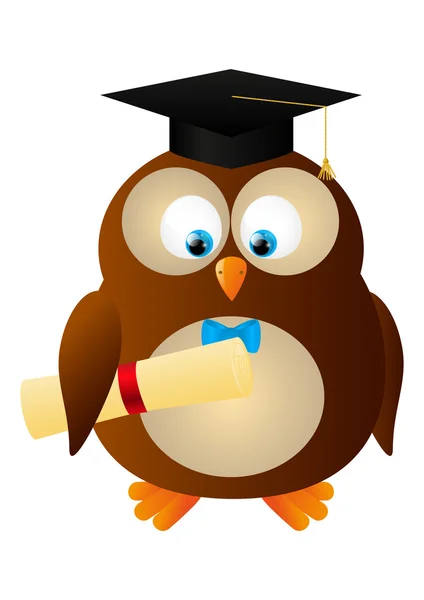 Owl with student hat — Stock Vector