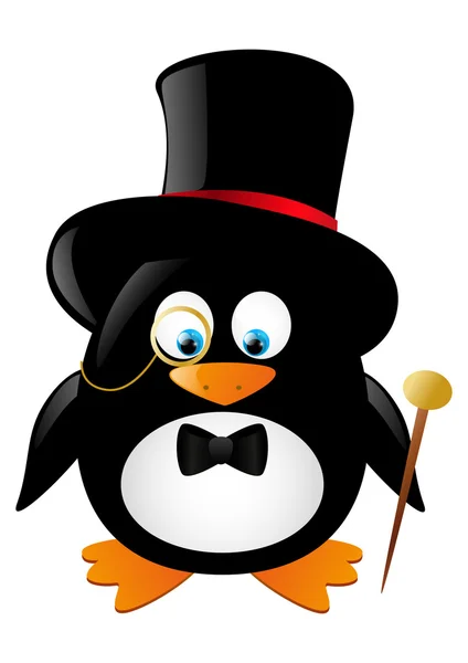 Divertido caballero pingüino — Vector de stock