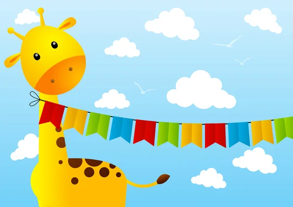 Zábavná žirafa s strany vlajky — Stockový vektor