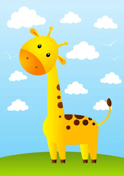 Grappige giraffe op weide — Stockvector