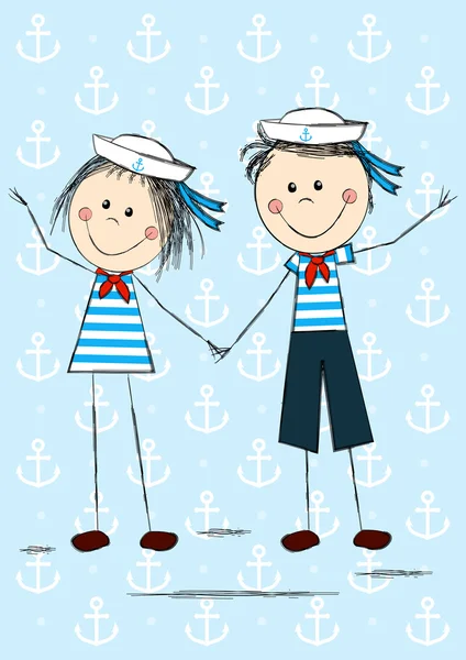 Смешные дети моряков — стоковый вектор
