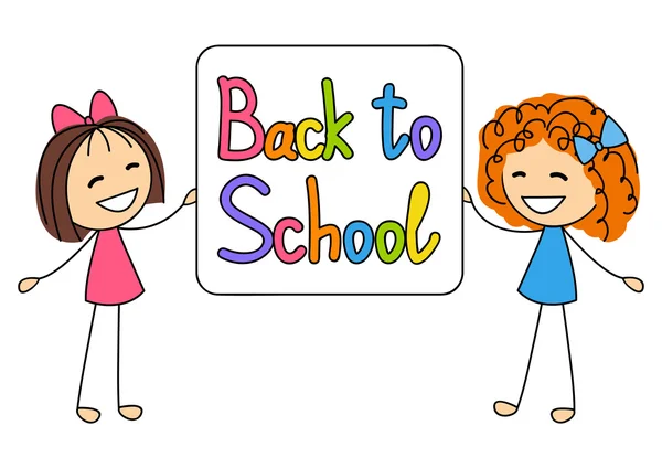 Cute kids with school message — Stock Vector