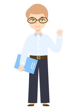 Beyaz arka planda izole edilmiş şirin çizgi film çocuğu.