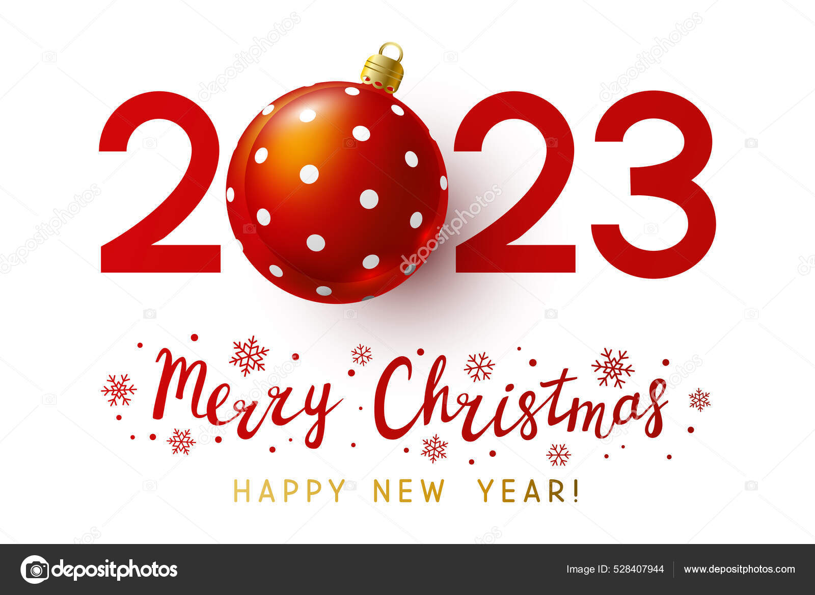 Conceito Ano Novo 2023 Números Com Bola Natal Fundo Branco imagem vetorial  de © Huhli13 #528407944