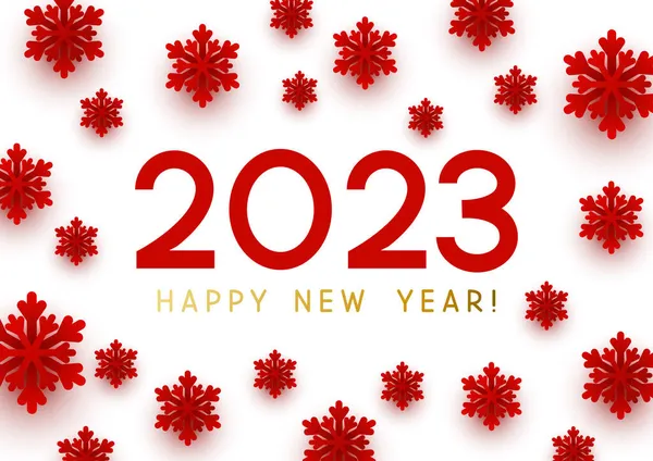 New Year Concept 2023 Numbers White Background Paper Snowflakes Winter — Stock Vector