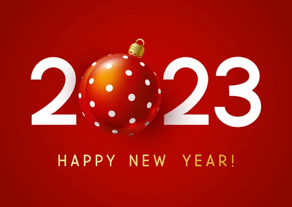 Conceito Ano Novo 2023 Números Com Bola Natal Fundo Vermelho — Vetor de Stock