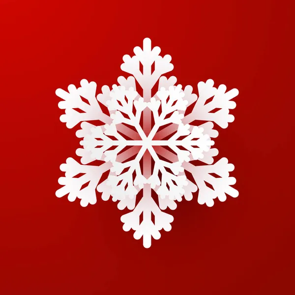 Paper Christmas Sneeuwvlok Rode Achtergrond — Stockvector