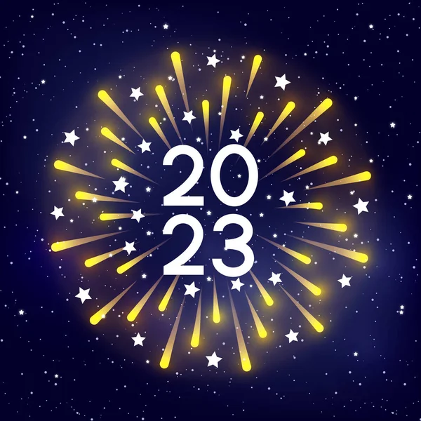 Glänsande Fyrverkerier Blå Stjärnhimmel Bakgrund För 2023 Nyår Design Royaltyfria illustrationer
