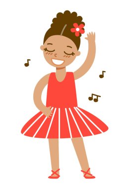 Beyaz arka planda izole edilmiş şirin bale kızı.