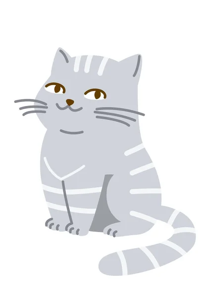 Cute Cartoon Cat Isolated White — Stock Vector