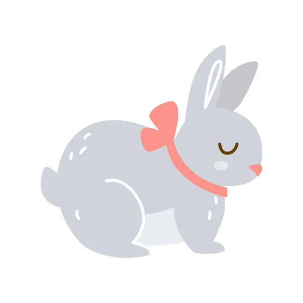 Cute Cartoon Rabbit Isolated White — Stock Vector