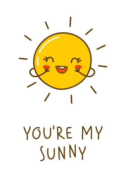 Персонаж Мультфильма Солнце Изолирован Белом Смешного Дизайна Летом — стоковый вектор