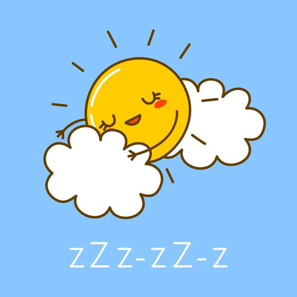 Personaje Dibujos Animados Dormir Sol Sobre Fondo Cielo Azul Para — Vector de stock