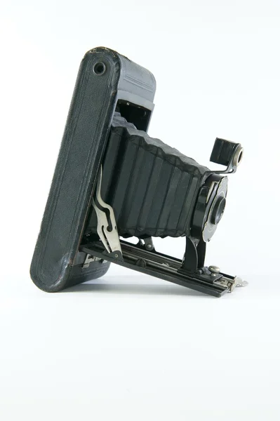 Black Vintage Folding Camera on Angle — Stock Photo, Image