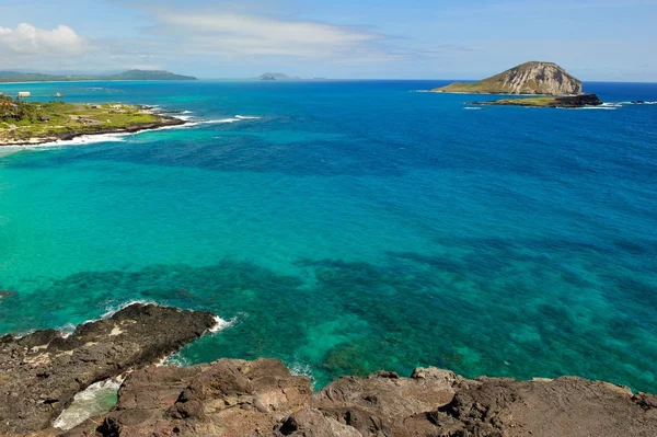 Csendes-óceán a víz le a partján Oahu, Hawaii Stock Kép