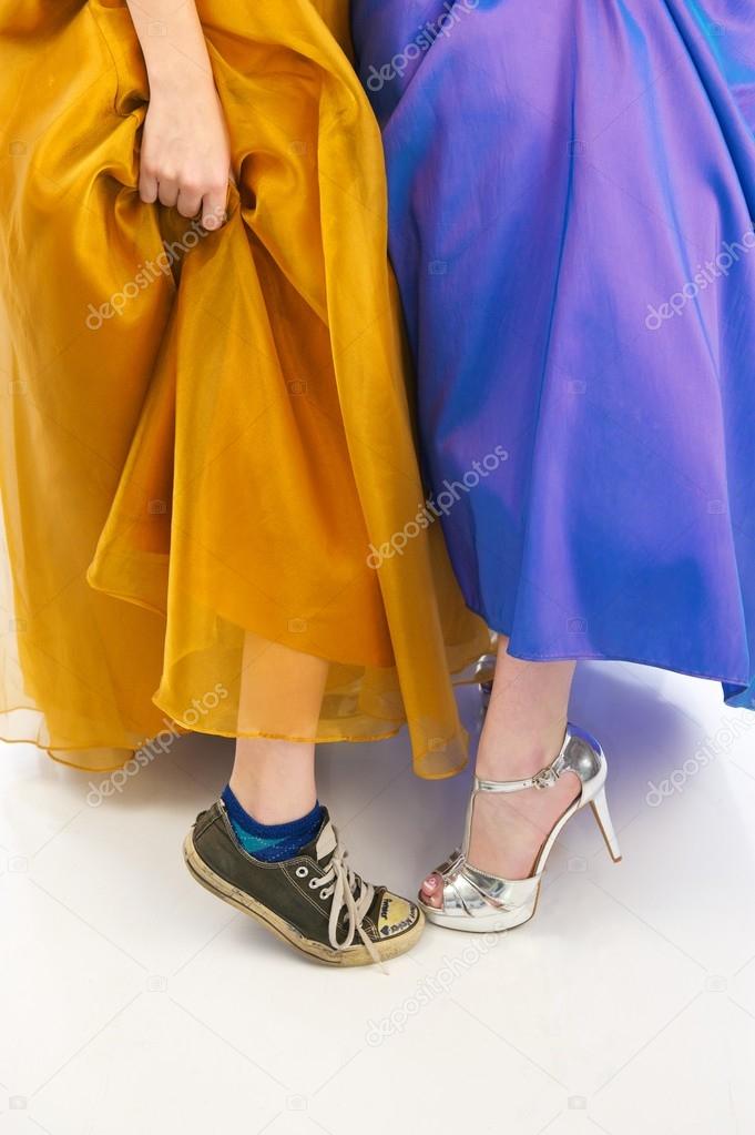 Sneakers and High Heels in Prom Dresses