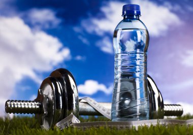 Fitness, etmek ve mavi gökyüzü