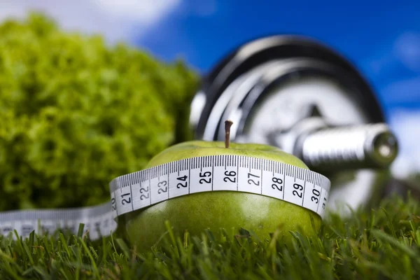 Manzana con medición de mancuerna — Foto de Stock