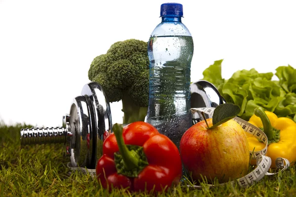 Fitness Food and green grass — Stock Photo, Image