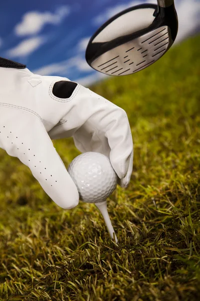 Mano y pelota de golf —  Fotos de Stock