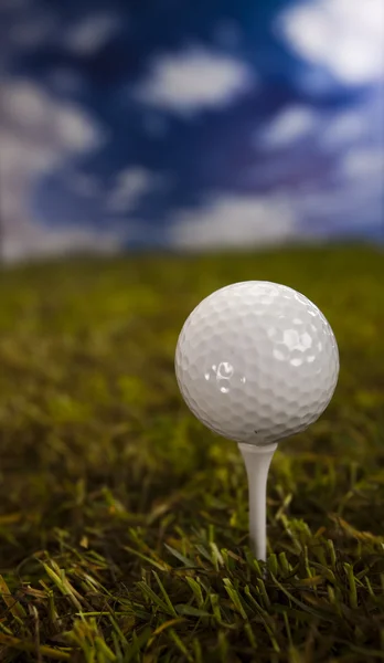 Golf ball on tee in driver — Stock Photo, Image