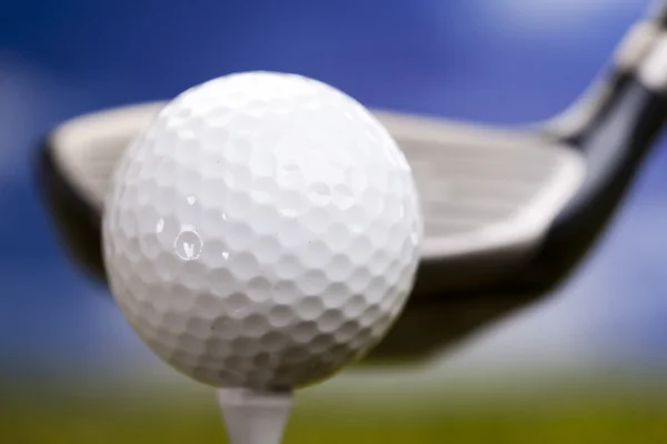 Мяч для гольфа на тесте у водителя — стоковое фото