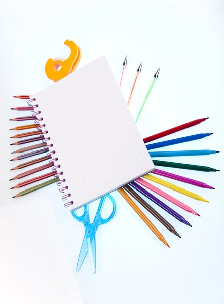 School tools on a white background — Stock Photo, Image